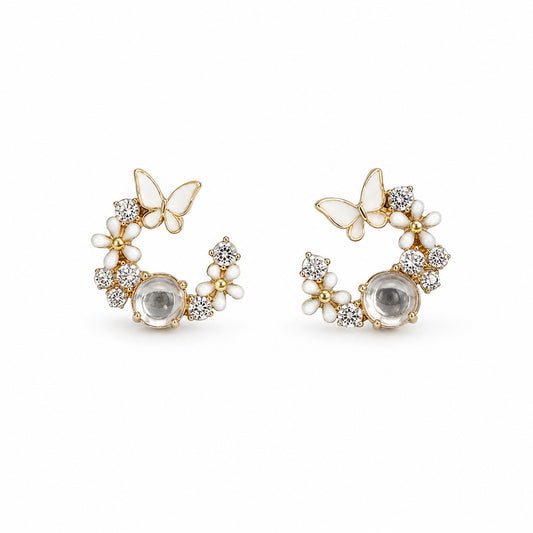 925 Sterling Silver Butterfly Garden Earrings