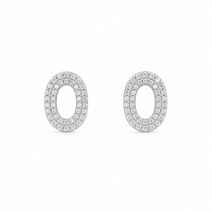 925 Sterling Silver Oval Pavé Stud Earrings