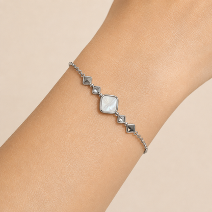 Mother-of-Pearl Geometric Sterling Silver Bracelet