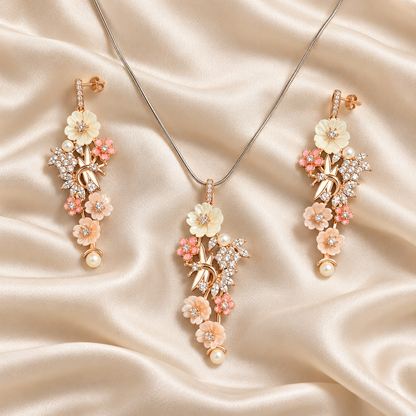 Blossom Cascade Necklace & Earrings Set