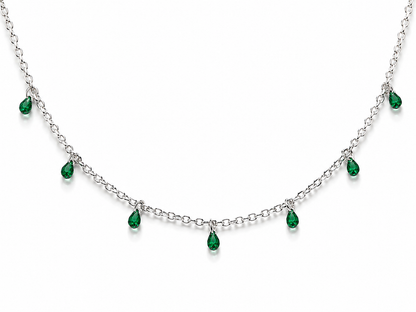 Emerald Drop Charm Necklace | 925 Sterling Silver