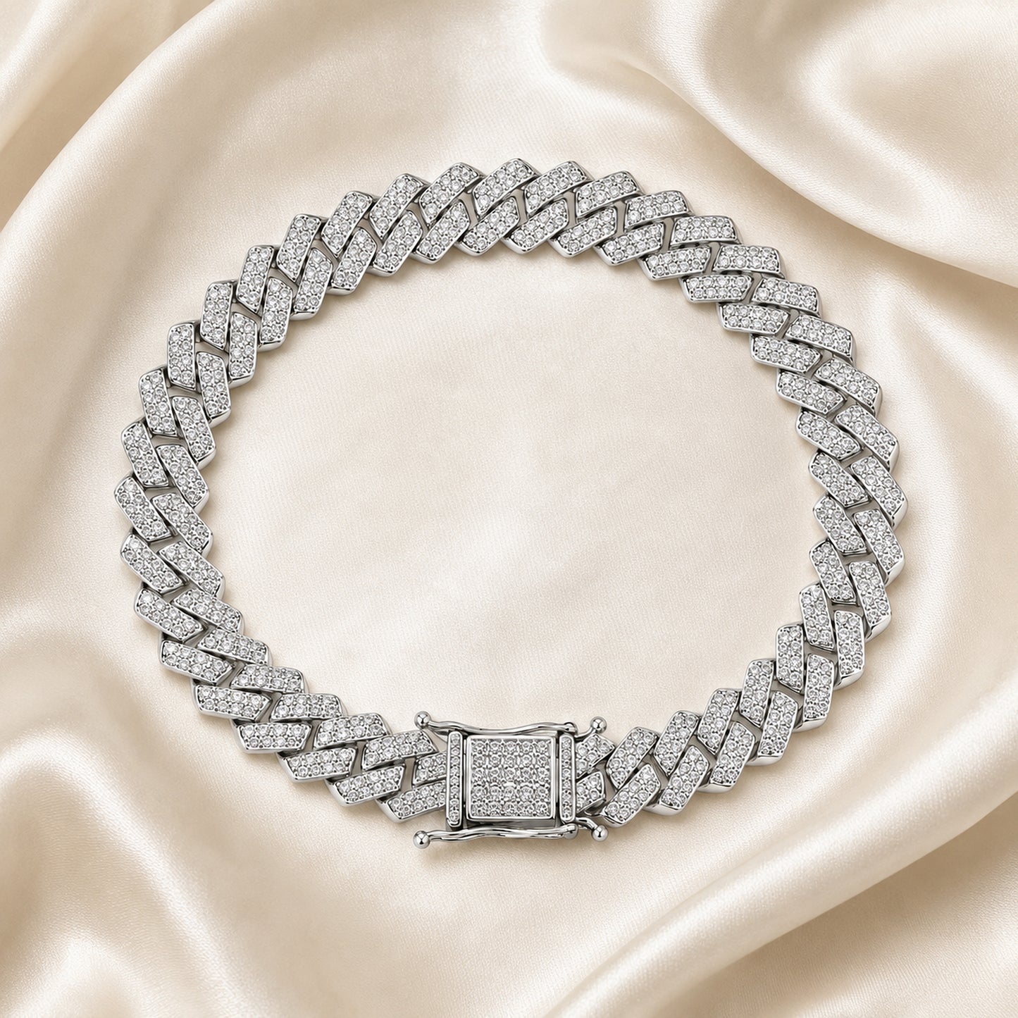 925 Sterling Silver Men’s Pavé Cuban Link Bracelet