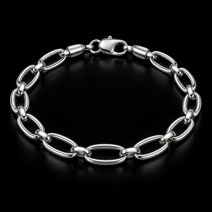 Men’s silver Oval Link Bracelet