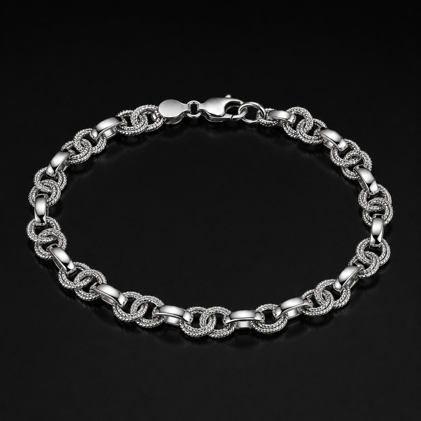 Men’s 925 Sterling Silver Textured Link Bracelet