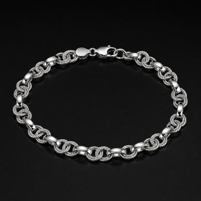 Men’s 925 Sterling Silver Textured Link Bracelet