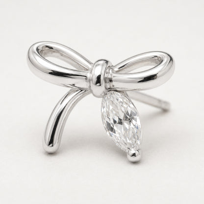 Silver Bow Stud Earrings