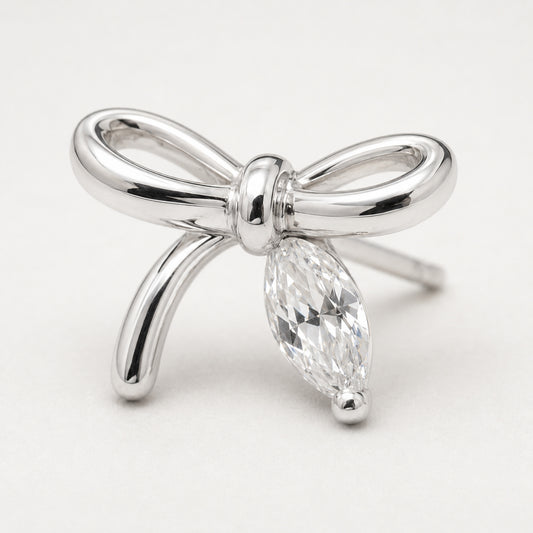 Silver Bow Stud Earrings