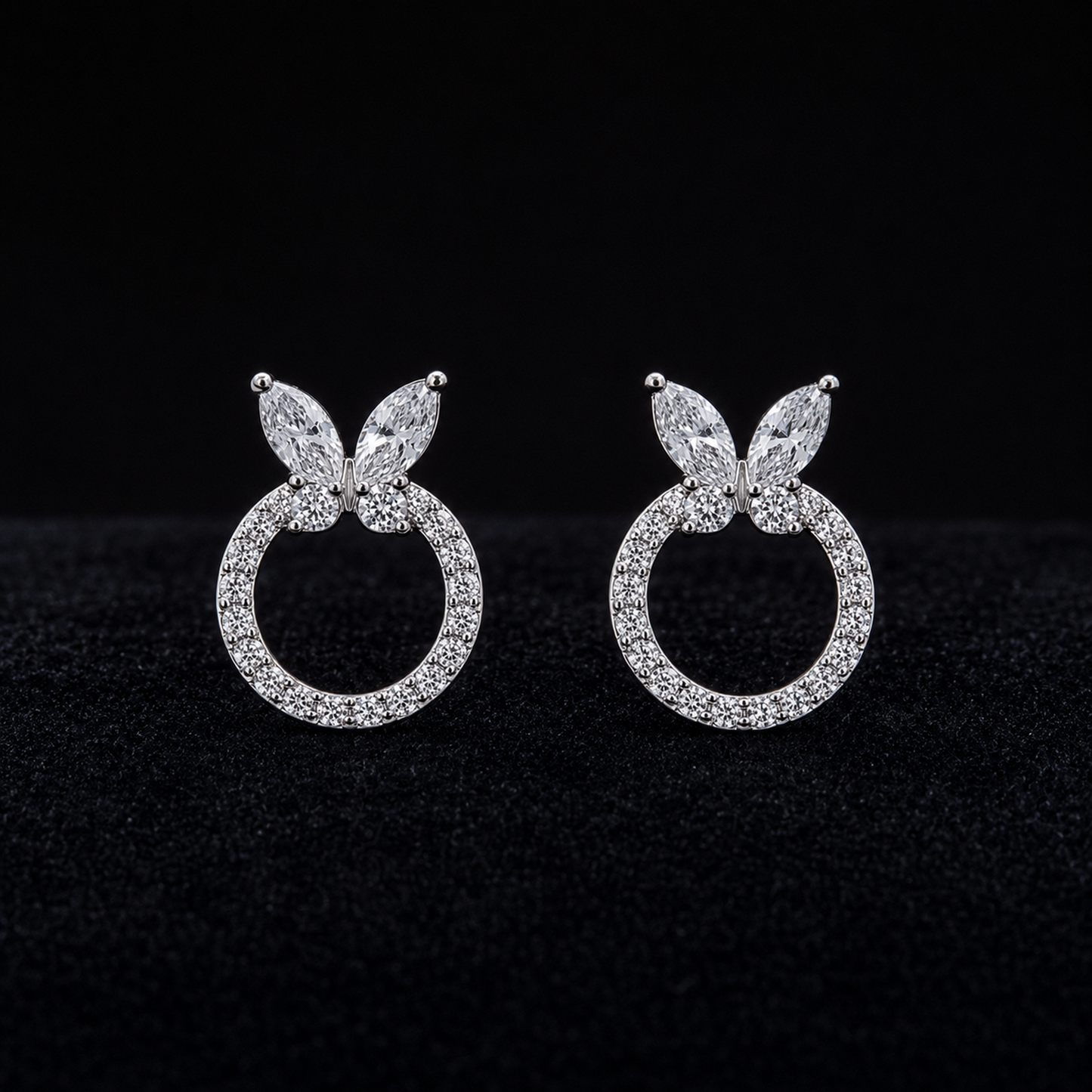 Butterfly Halo 925 Sterling Silver Stud Earrings