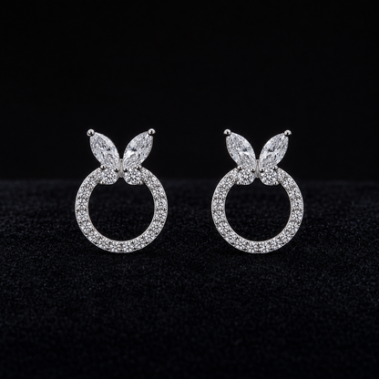 Butterfly Halo 925 Sterling Silver Stud Earrings