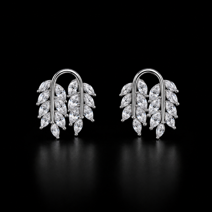 Marquise Leaf 925 Sterling Silver Stud Earrings