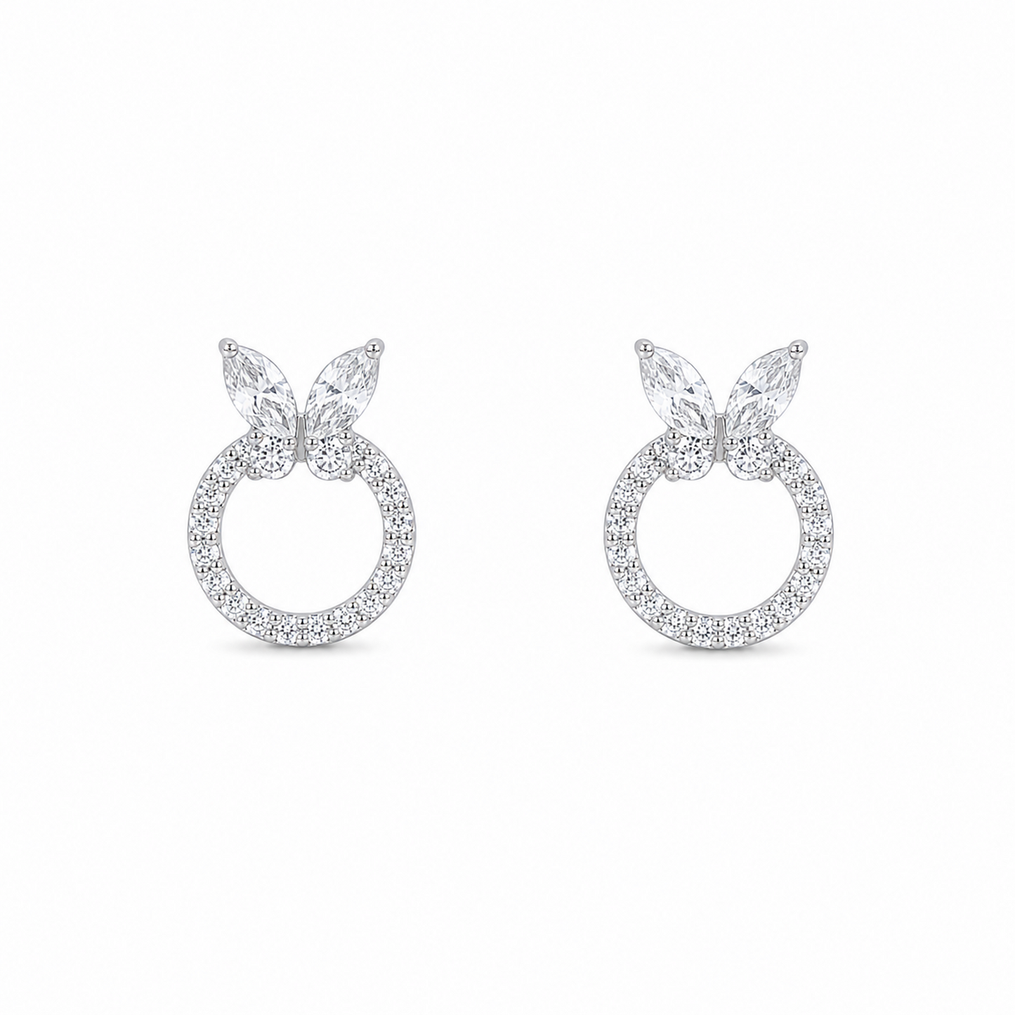 Butterfly Halo 925 Sterling Silver Stud Earrings