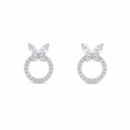 Butterfly Halo 925 Sterling Silver Stud Earrings