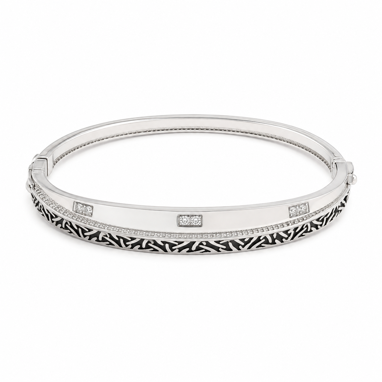 Silver Black-Accent Men’s Kada