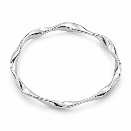 Sculpted Wave Silver Bangle