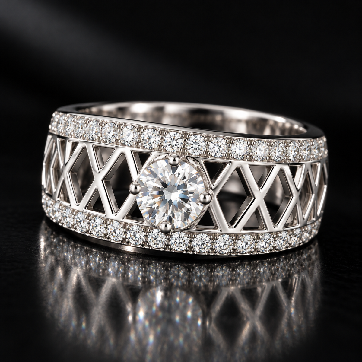 Silver Lattice Statement Ring