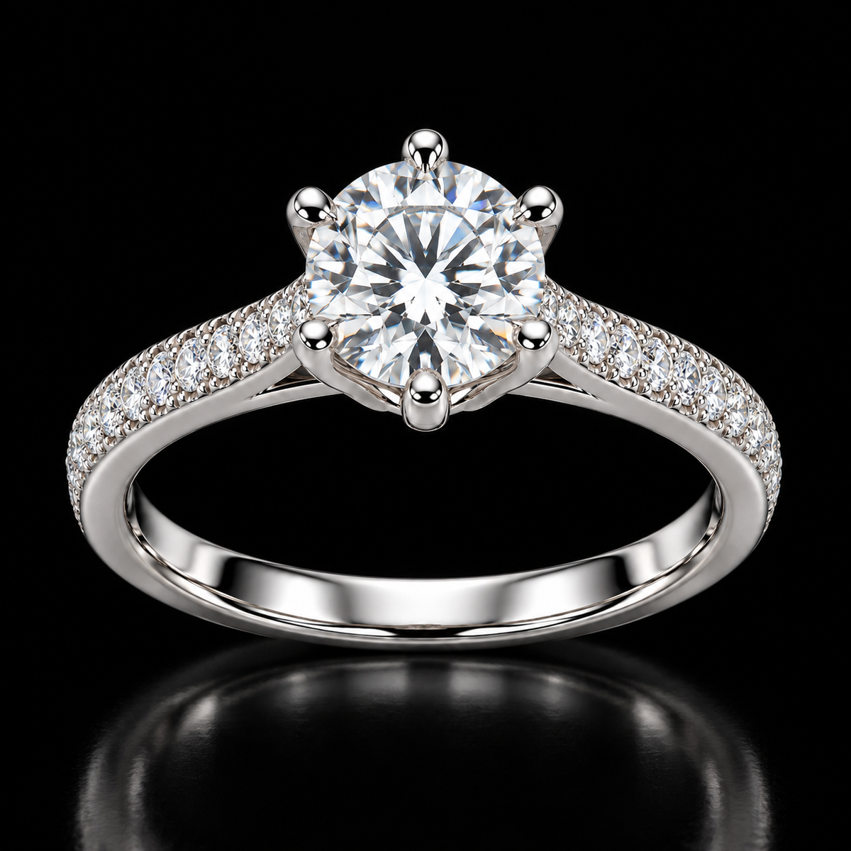 Classic Round Solitaire Silver Ring