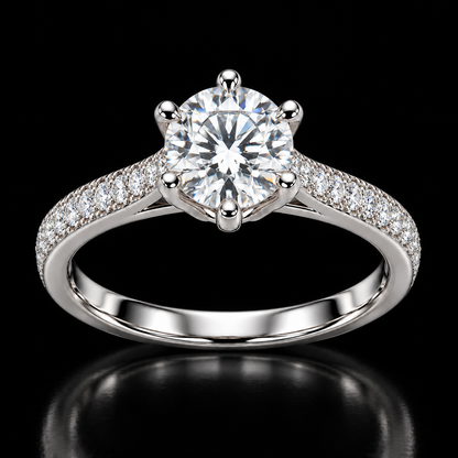Classic Round Solitaire Silver Ring