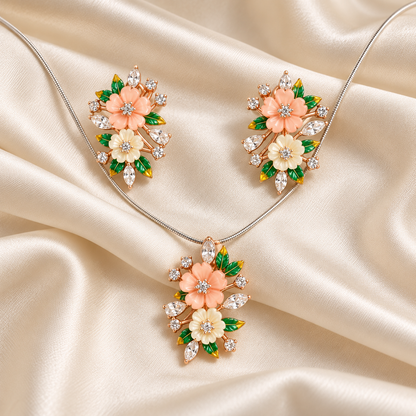 Peach Blossom Necklace & Earrings Set