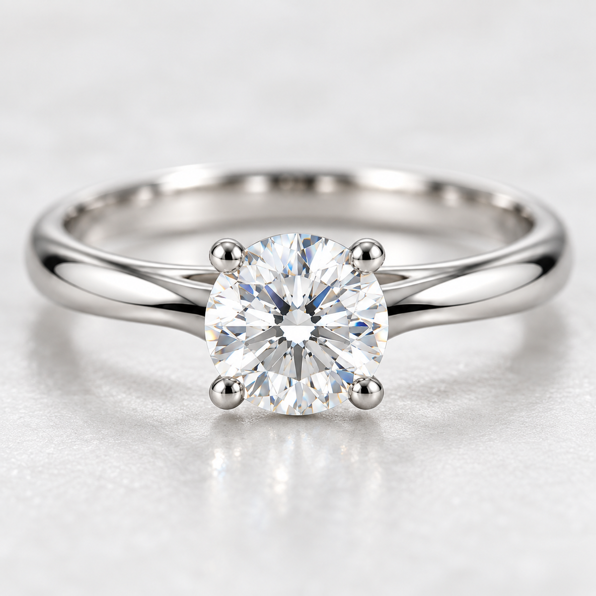 Classic Round Solitaire Silver Ring