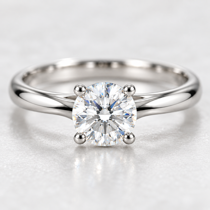 Classic Round Solitaire Silver Ring