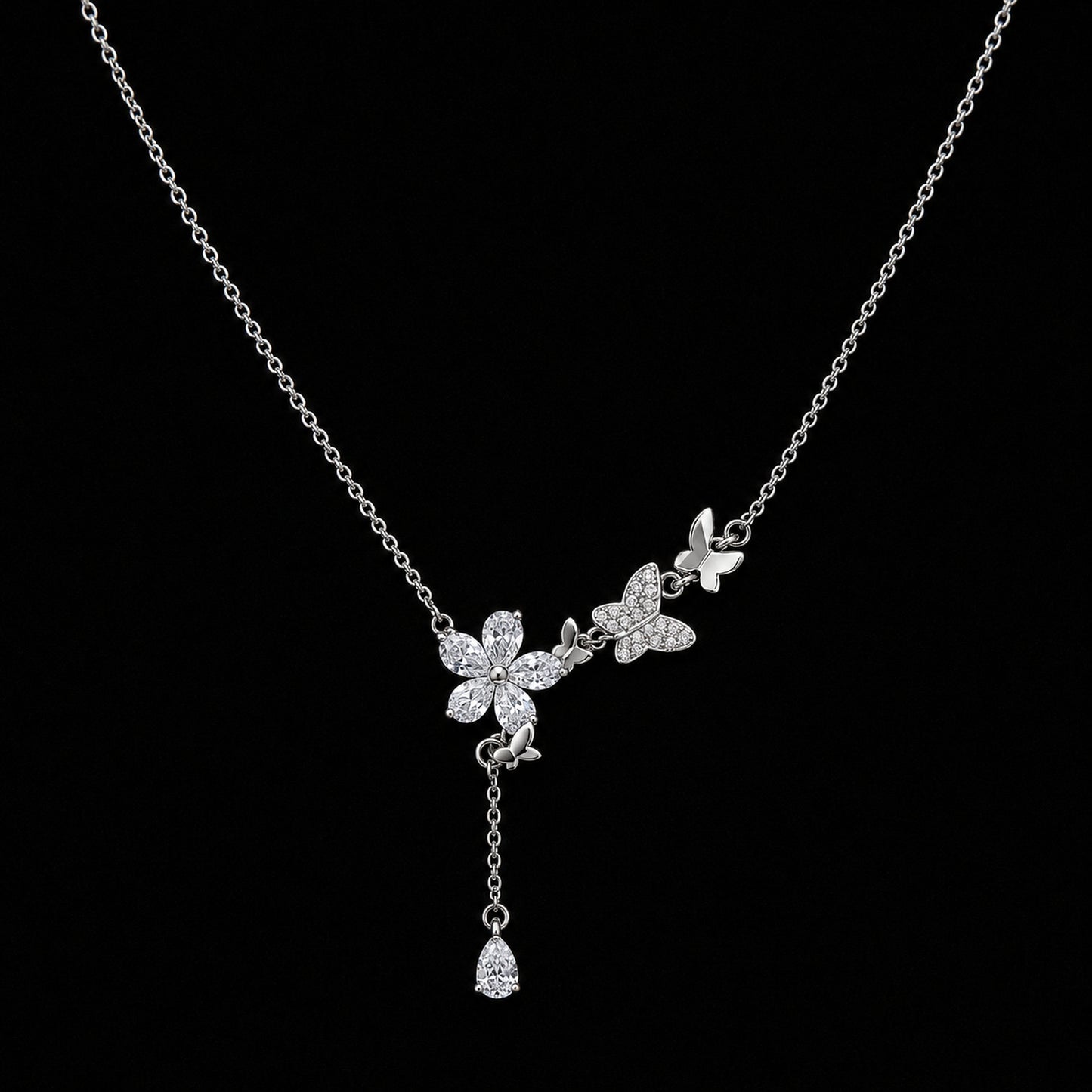 Butterfly Bloom Drop Necklace