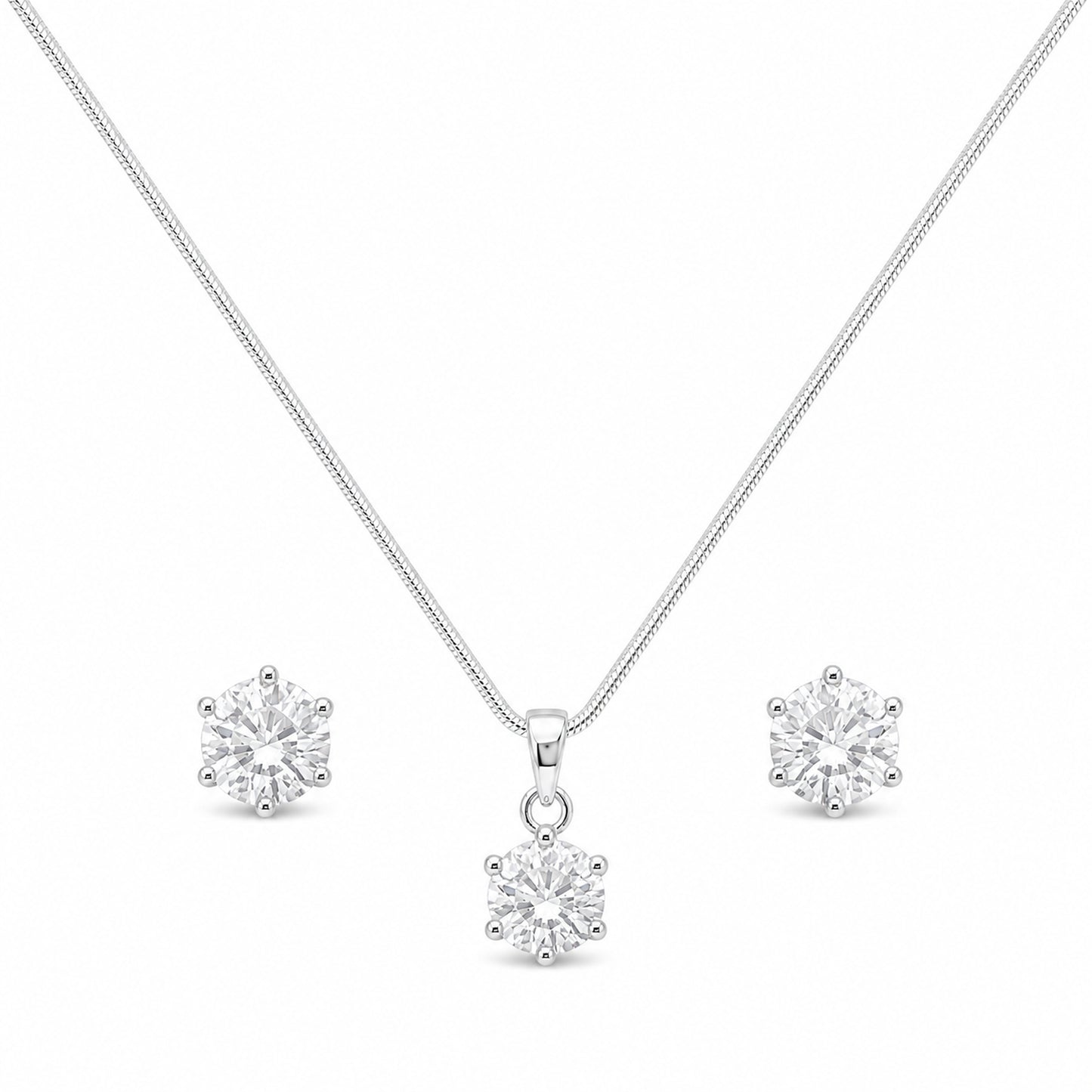 Round Solitaire Necklace & Earring Set