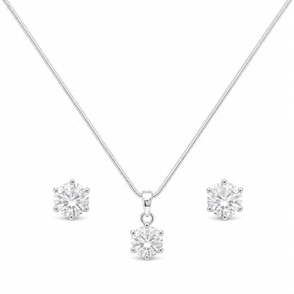 Round Solitaire Necklace & Earring Set