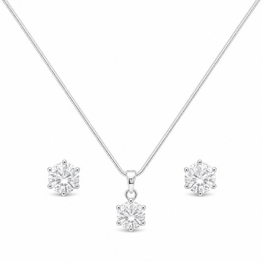 Round Solitaire Necklace & Earring Set