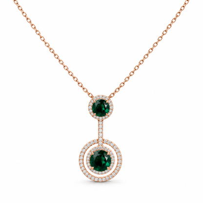 Emerald Green Halo Pendant Necklace