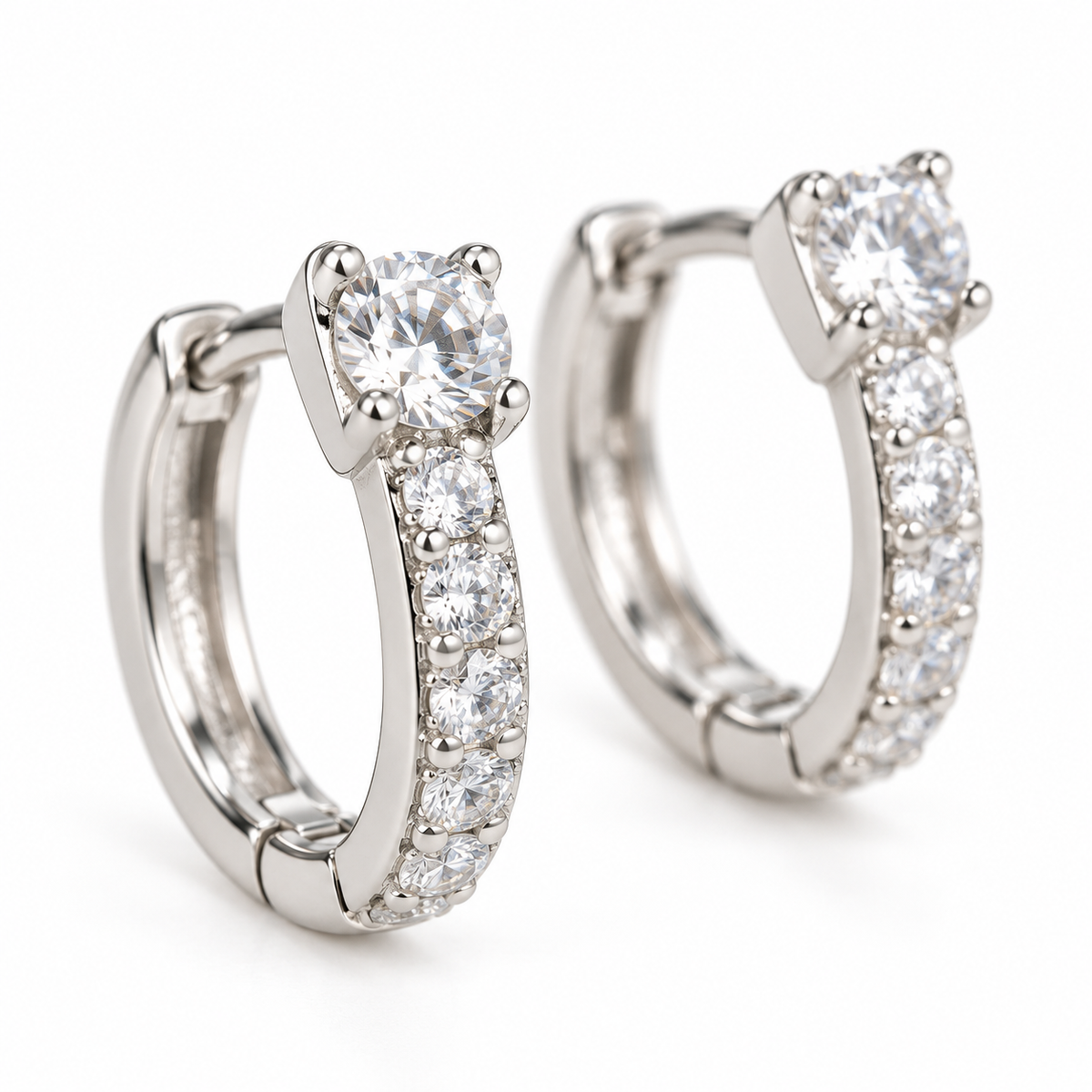 Solitaire Sparkle Hoop Earrings