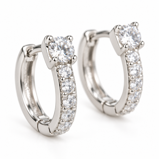 Solitaire Sparkle Hoop Earrings