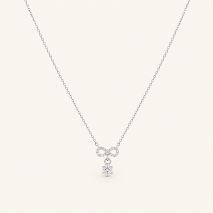 925 Sterling Silver Eternal Bow Drop Necklace