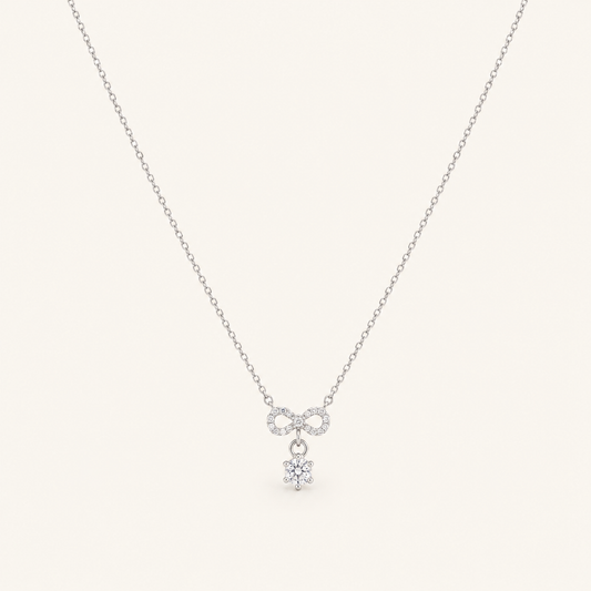 925 Sterling Silver Eternal Bow Drop Necklace