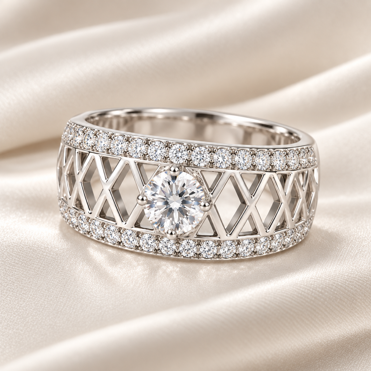 Silver Lattice Statement Ring