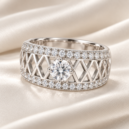 Silver Lattice Statement Ring