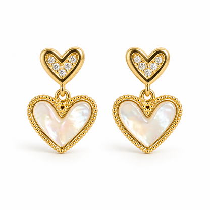 Pearlescent Double Heart Earrings