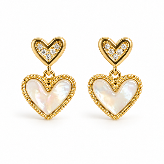 Pearlescent Double Heart Earrings