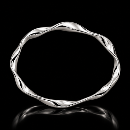 Sculpted Wave Silver Bangle