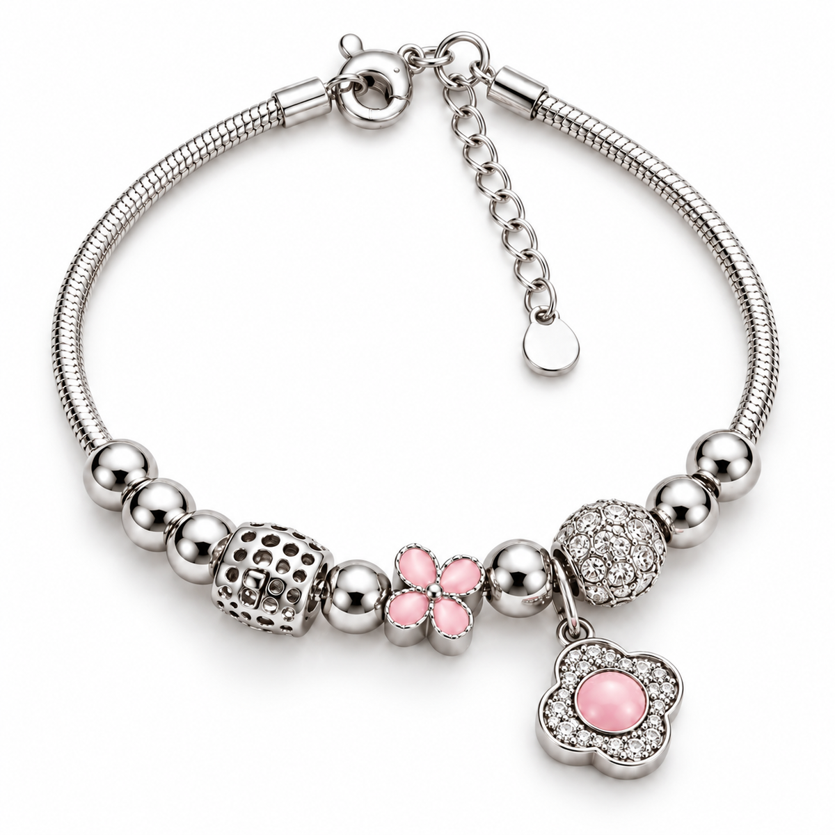 Silver Blossom Charm Bracelet