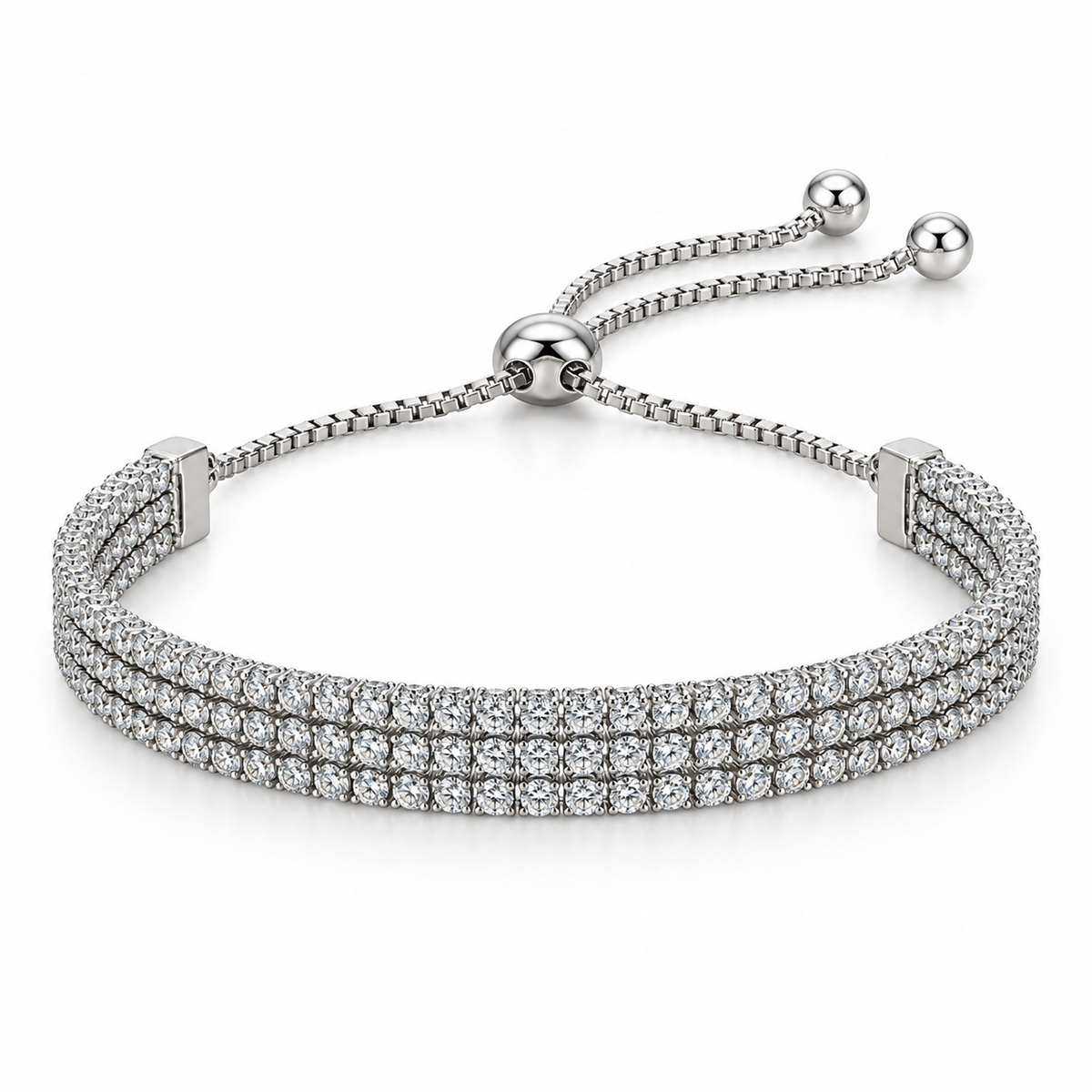 Three-Row Tennis Bracelet