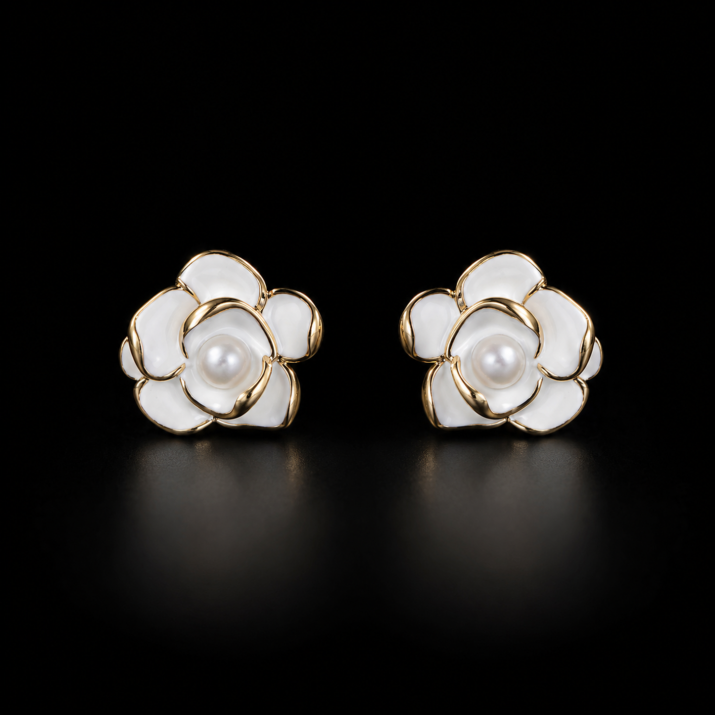 925 Sterling Silver White Rose Stud Earrings