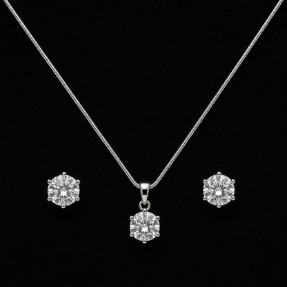 Round Solitaire Necklace & Earring Set