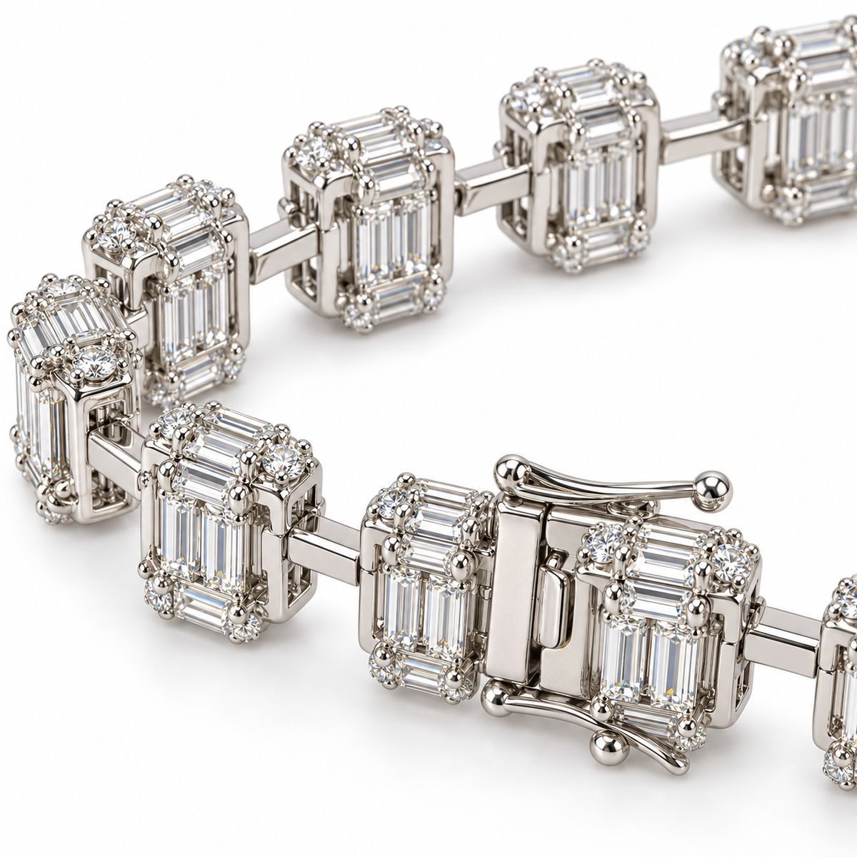 Rectangular Sparkle Silver Bracelet
