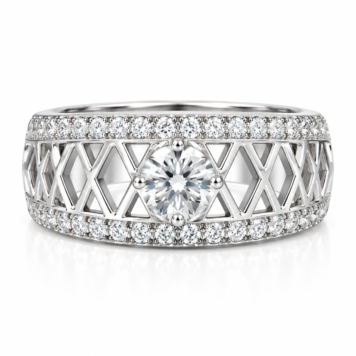 Silver Lattice Statement Ring