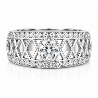 Silver Lattice Statement Ring