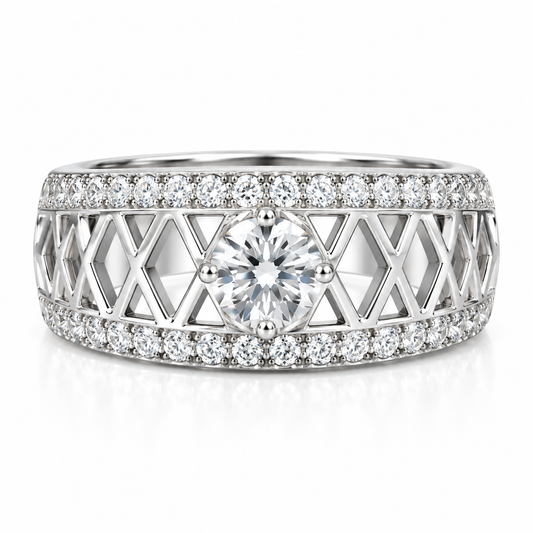 Silver Lattice Statement Ring