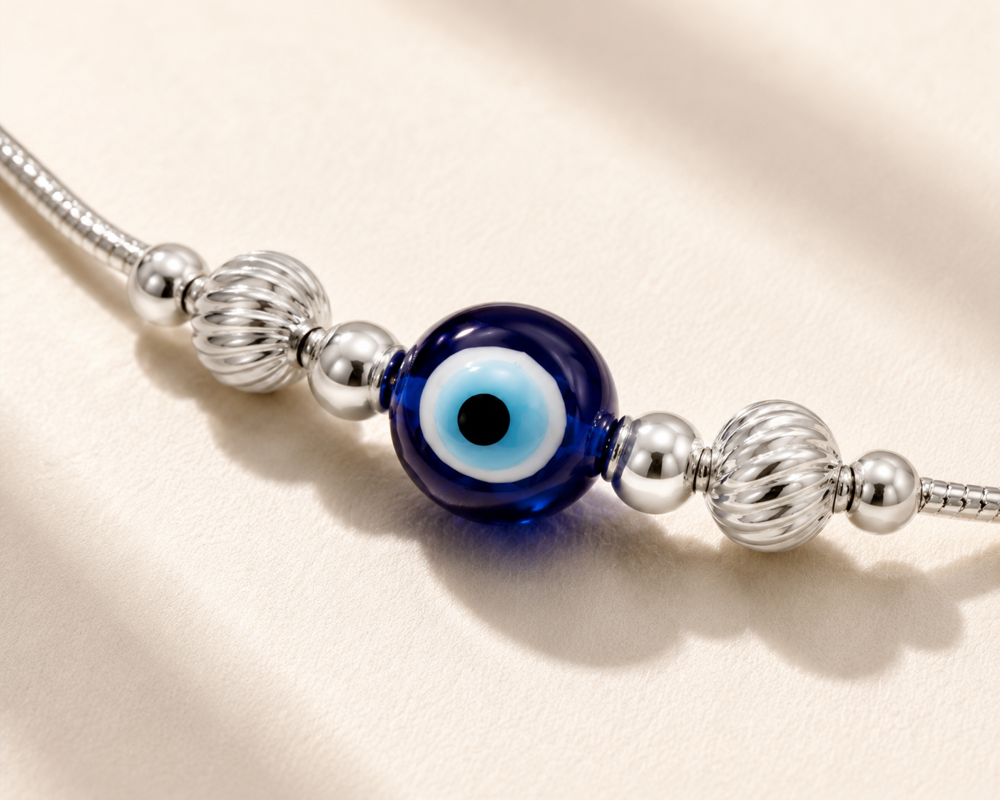 925 Sterling Silver Evil Eye Adjustable Bracelet