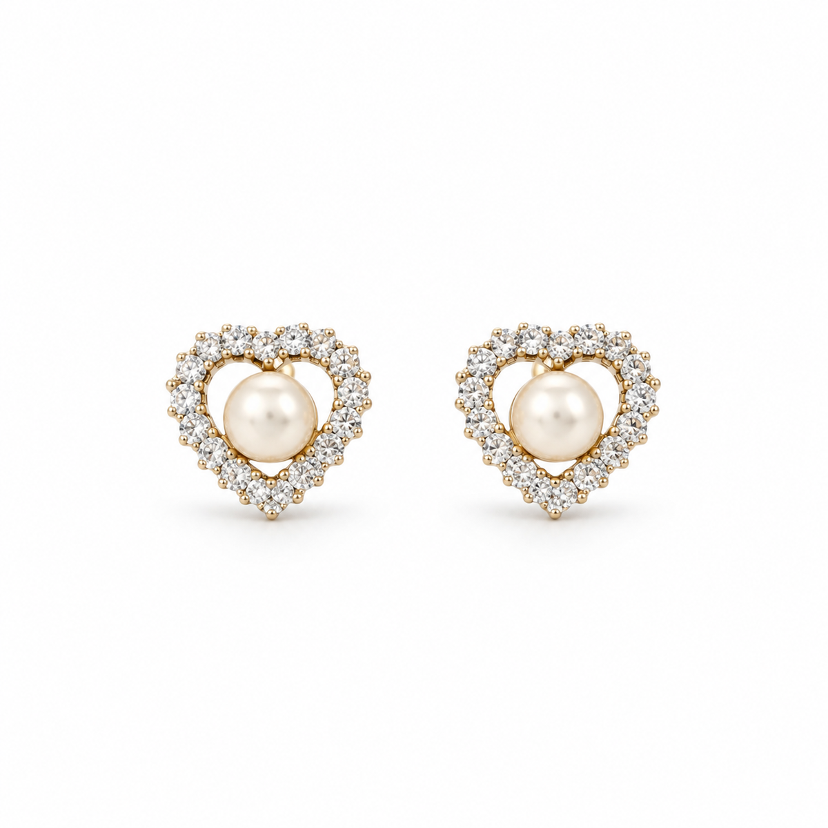 Pearl Heart Stud Earrings
