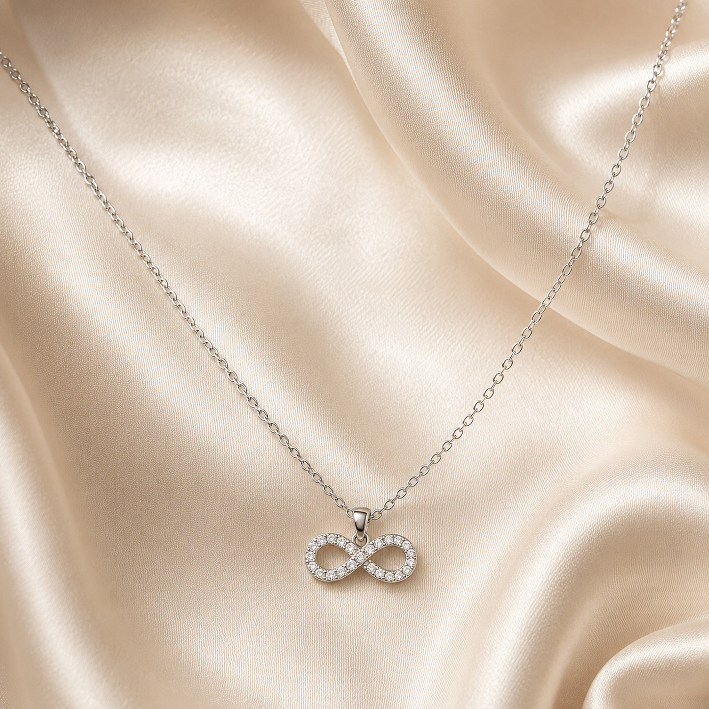 925 Sterling Silver Pavé Infinity Necklace
