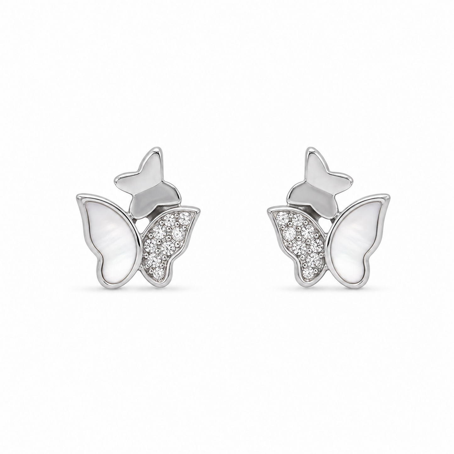 Triple Butterfly 925 Sterling Silver Stud Earrings